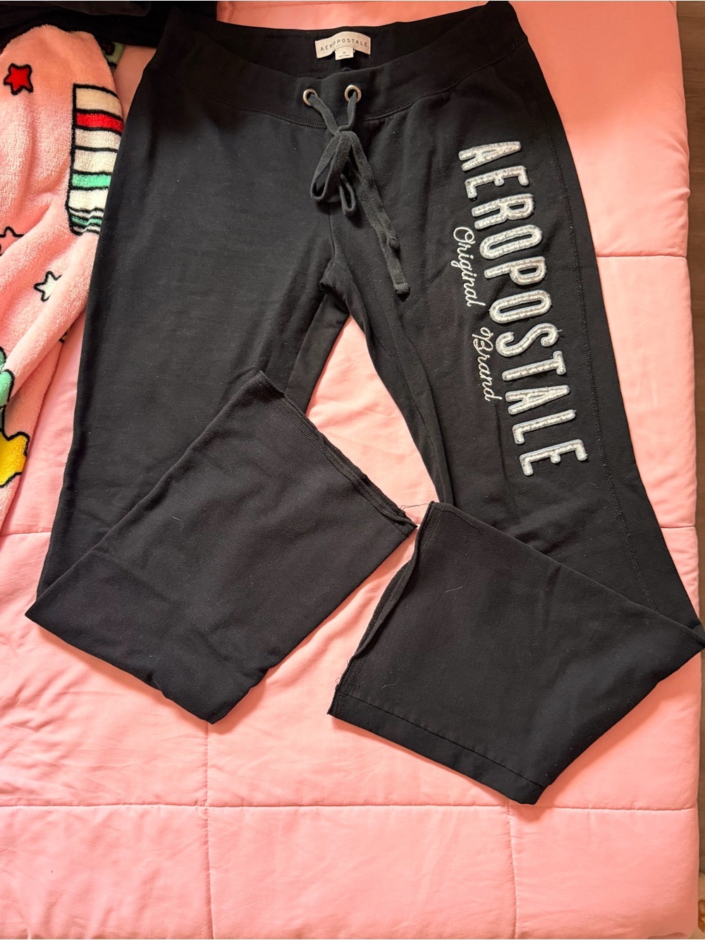 Aeropostale Black Sweatpants with Vertical Logo